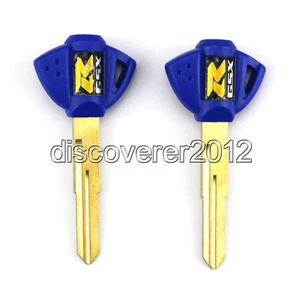 2 PCS Blue Blank Key Uncut For Suzuki GSXR GSX-R 600 750 1000 Motorcycle - Picture 1 of 1