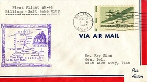 Challenger Airlines First Flight Billings Montana - Salt Lake City Utah - 1947 - Picture 1 of 2