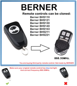 Berner BHS121 Duplicatore Telecomando Universale 868,35MHz - Foto 1 di 3
