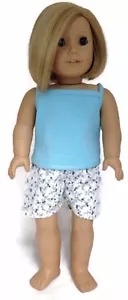 Floral Sleeping Shorts & Blue Top Pajamas Clothes for 18 inch Girl Dolls - Picture 1 of 4