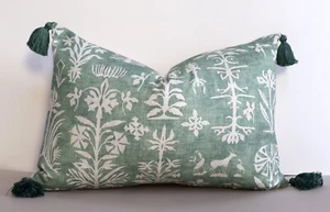 Lewis & Wood Designer Linen Cushion Cover Papyrus with Cotton Tassels 40 x 60 cm - Picture 1 of 10