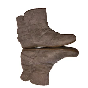 Call It Spring Ankle Boots Women's Size 7.5 Tan Pull On Shoe Straps Faux Suede - Picture 1 of 9