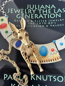 Vintage 1970s Juliana DE Donkey Necklace Articulated Donkey Pendant Book Piece - Picture 1 of 12