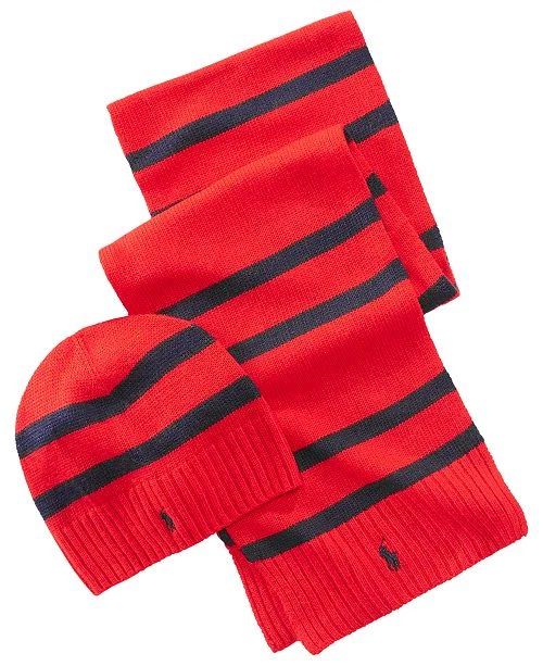 Polo Ralph Lauren Men's Jacquard Big Pony Hat Beanie Scarf Gift Set Color Red OS - Image 1 of 4