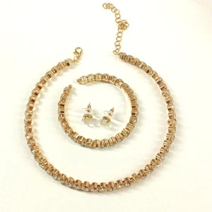 Schmuckset Damen Strass Krappen Einheitsgröße vergoldet Messing vergoldet - Bild 1 von 9