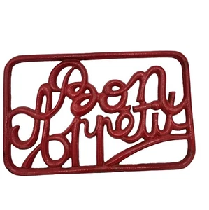 VTG Red Cast Iron Invicta “Bon Appetit" Trivet For Pot Pan Cookware - Picture 1 of 8