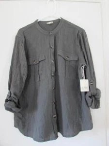 A.N.A. Damen geknöpftes Shirt mit Rolltab-Ärmel - militärgrün - groß (Neu mit Etikett) - Bild 1 von 1