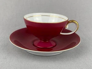 2 Noritake rote Teetassen und Untertassen Mystery #170 Vintage - Bild 1 von 6