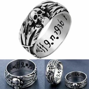Fashion Silver Color Skull Men Biker Ring Sammler Ring Totenkopf Rocker Jewelry