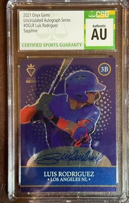 2020 Onyx Gems Luis Rodriguez Sapphire Auto SGC Authenticated /100 - Image 1 of 2
