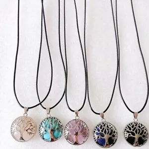 10pcs wholesale tree of life pendant necklace natural gemstone jewelry healing - Picture 1 of 12