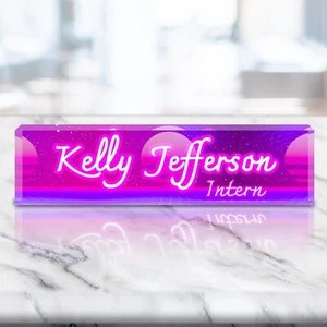 Custom Acrylic Desk Plate Personalized Name Retro Neon Design VWAQ ACS62 - Picture 1 of 5