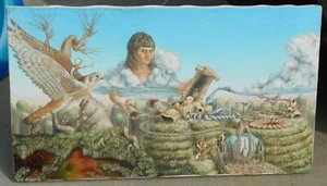 Lacey Stinson, 1978 oil painting fantasy scene 18 x 32 - Picture 1 of 3