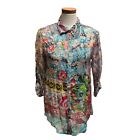 Johnny Was Patchwork Button Up Rayon Women's Top Blouse Milla C687258-2 Xs B1