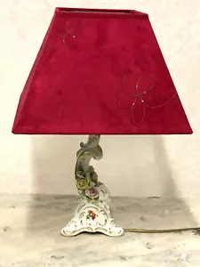 Hochwertige AK Kaiser Porzellan Stoffschirm Tischlampe 43 cm Hoch - Bild 1 von 11