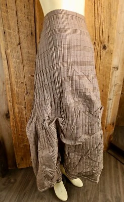 Falda boho plisada midi a cuadros suave envolvente en capas talla pequeña Foto 1 de 4