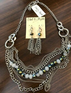 Ethel And Myrtle Gray/Platinum Silver Necklace And Earrings - Picture 1 of 6