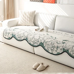 Velvet Couch Sofa Cover Floral Sectional Couch Cover Non Slip Sofa Slipcover Mat - Picture 1 of 54