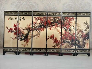 QUADRO CINESE LACCATO FATTO A MANO FIORI SCHERMO DECORAZIONE COLLEZIONISMO - Foto 1 di 8
