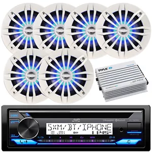 JVC KD-T92MBS Single DIN Marine CD Receiver, 6x 6.5'' 180W LED Speakers, Amp - Picture 1 of 4