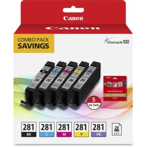 Original Canon CLI-281 5-Farben Tintentank Kombipack mit 5 x 5" Fotopapier - Bild 1 von 1