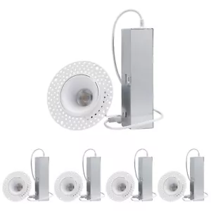 4-Pack 5CCT Commercial Trimless 2" LED Recessed Light with J-Box, Dimmable - Picture 1 of 7