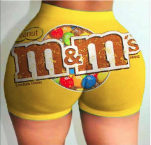 Stretchy Peanut M&Ms Candy Themed Shorts Booty/Yoga Shorts - Image 1 of 1
