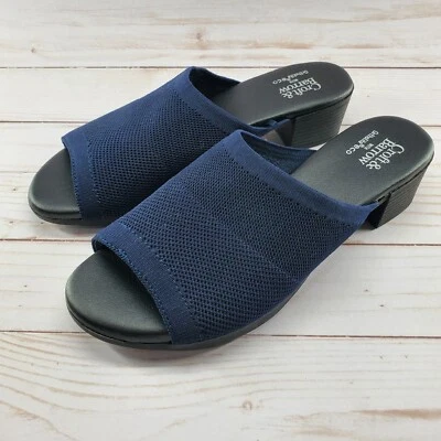 Croft And Barrow 女式凉鞋海军蓝 6 码飞针织香脂拖鞋 Ortholite — 第 1/4 张图片