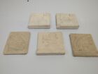 Vintage Set Of 5 Aztec Myan Decorative Tiles Made In Mexico