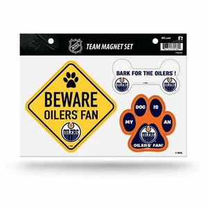 JUEGO DE SÁBANAS MAGNÉTICAS PARA PERROS MASCOTAS EDMONTON OILERS BEWARE FAN - Imagen 1 de 1