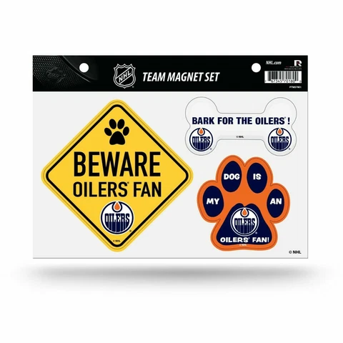 NEW! EDMONTON OILERS PET DOG MAGNET SHEET SET BEWARE FAN LICENSED Cover