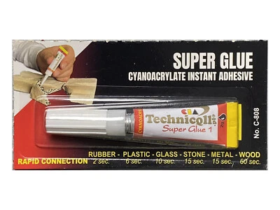 TECHNICQLL 1x Very Strong Super Glue Adhesive For Glass Rubber Metal Wood Porcelain Ceramic