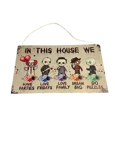 NEW wood sign home decor novelty hanging horror halloween spooky - Picture 1 of 3