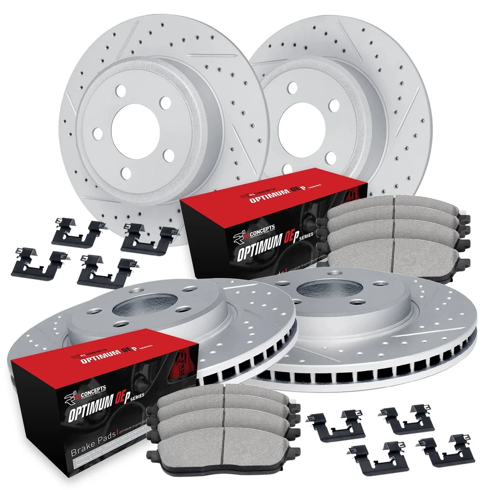 For Volvo 240 90-93 Drilled & Slotted Front & Rear Brake Kit w Optimum Pads Foto 1 de 1
