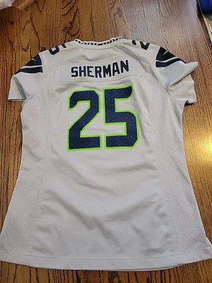 Camiseta de futebol americano Nike Richard Sherman Seattle Seahawks feminina média NFL  - Imagem 1 de 4