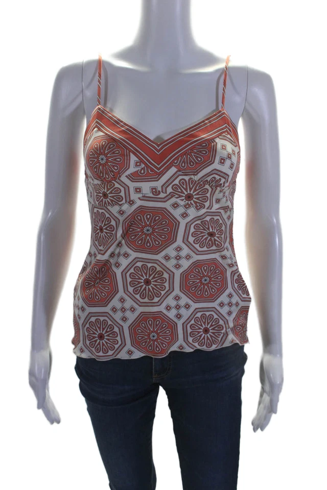 Trina Turk Women's V-Neck Spaghetti Straps Silky Tank Top Red Size P - Image 1 of 4