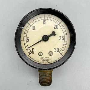 VTG JAS P MARSH CORP 2" 0-30 PSI GAUGE Steampunk INDUSTRIAL DECOR ~AS-IS~ - Picture 1 of 5