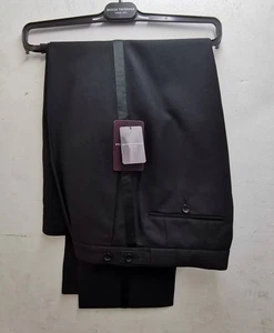 Brook Taverner Men's Black Satin Stripe Dinner Suit Trousers 40" W / 28" XS Leg - Picture 1 of 1