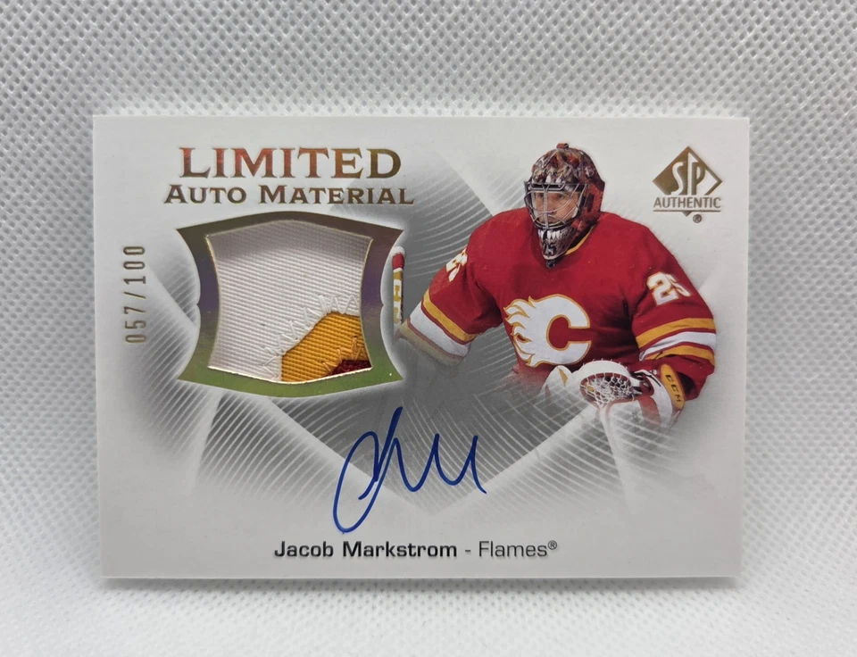 2021-22 SP Authentic Limited Auto Material /100 Jacob Markstrom LAM-MA - Image 1 of 2