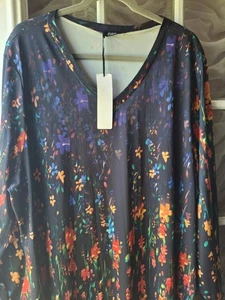 Lily By Firmiana 4 Xl Black Dress Long Top Long Sleeves Multicolored Design... - Picture 1 of 5