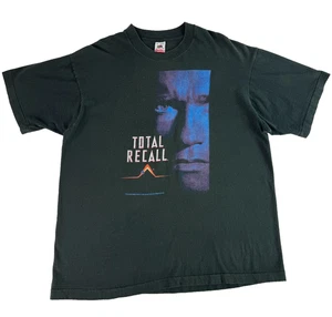 T-shirt vintage anni 90 Total Recall 1990 Arnold Schwarzenegger film promo nera XL - Foto 1 di 11