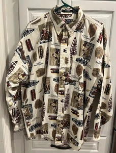 Chaps Ralph Lauren Button Shirt Kayaking Print Vintage 90s Size XL - Picture 1 of 9