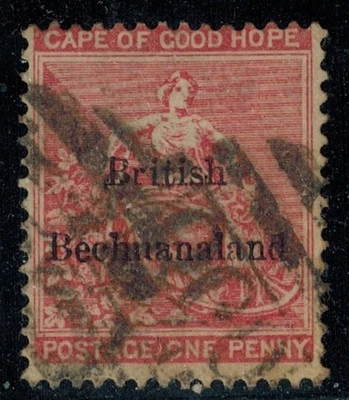 Bechuanaland 1883 SG 5 1d Rose Red COGH w/ BECHUANALAND OVPT & Clear Cancel Used - Image 1 of 2