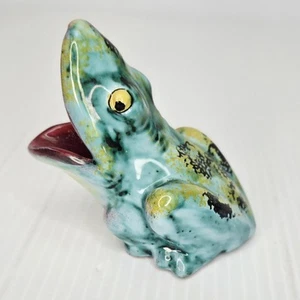 Vintage Italian Pottery Frog Figurine Made Italy Colorful Glaze Marked 4" - Picture 1 of 8