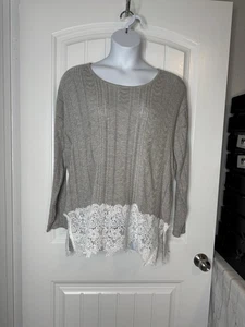 Suéter gris Design History con dobladillo de encaje XL - Imagen 1 de 4
