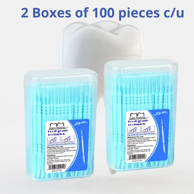Palillo de dientes desechable 2 x100Family, portátil, ultrafino, doble cabezal, gama alta Foto 1 de 4