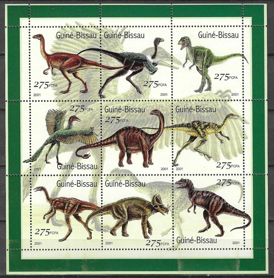 Guinea Bissau 2001 Wildlife Prehistoric Fauna Dinosaur compl MS MNH - Image 1 of 1