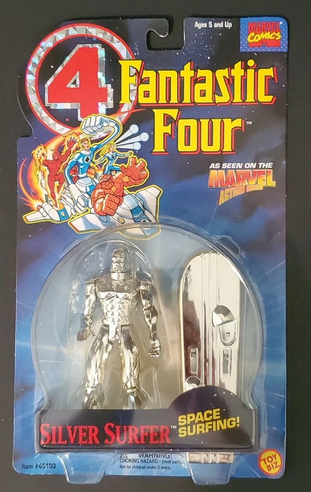 Figura de acción Marvel Comics Silver Surfer Fantastic 4 como se ve en Marvel Action Hour Foto 1 de 2