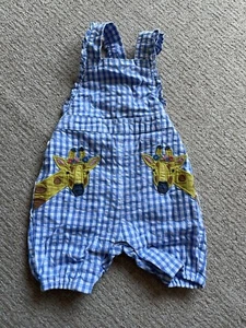 Boden Gingham Giraffe Summer Dungarees 0-3 Months - Picture 1 of 8