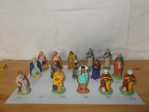 ANCIEN 15 santons de CRÈCHE plâtre et autre BERGERS ROIS vendu à l'unité  - Picture 1 of 34